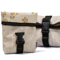 TREUSINN® Leckerlitasche GOODY Leinen Flowers, Material beschichtetes Leinen und Wachstuch, waschbar bei 30°C
